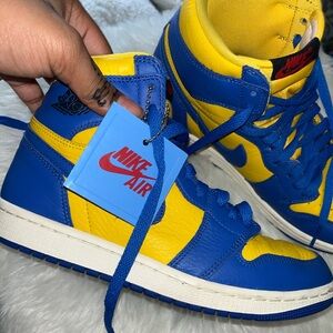 Nike Air Jordan 1s Retro High Blue and Yellow size women’s 9 men’s 7 uk 6.5